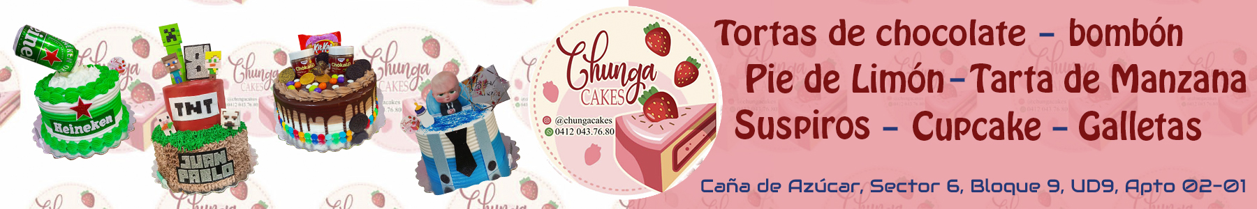 Chunga Cakes Tortas de chocolate vainilla marmoleada limon zanahoria auyama tres leches clasica y de chocolate pie de limon parchita tarta de manzana cupcakes suspiros galletas craqueladas avenas mantequilla torta bombon
